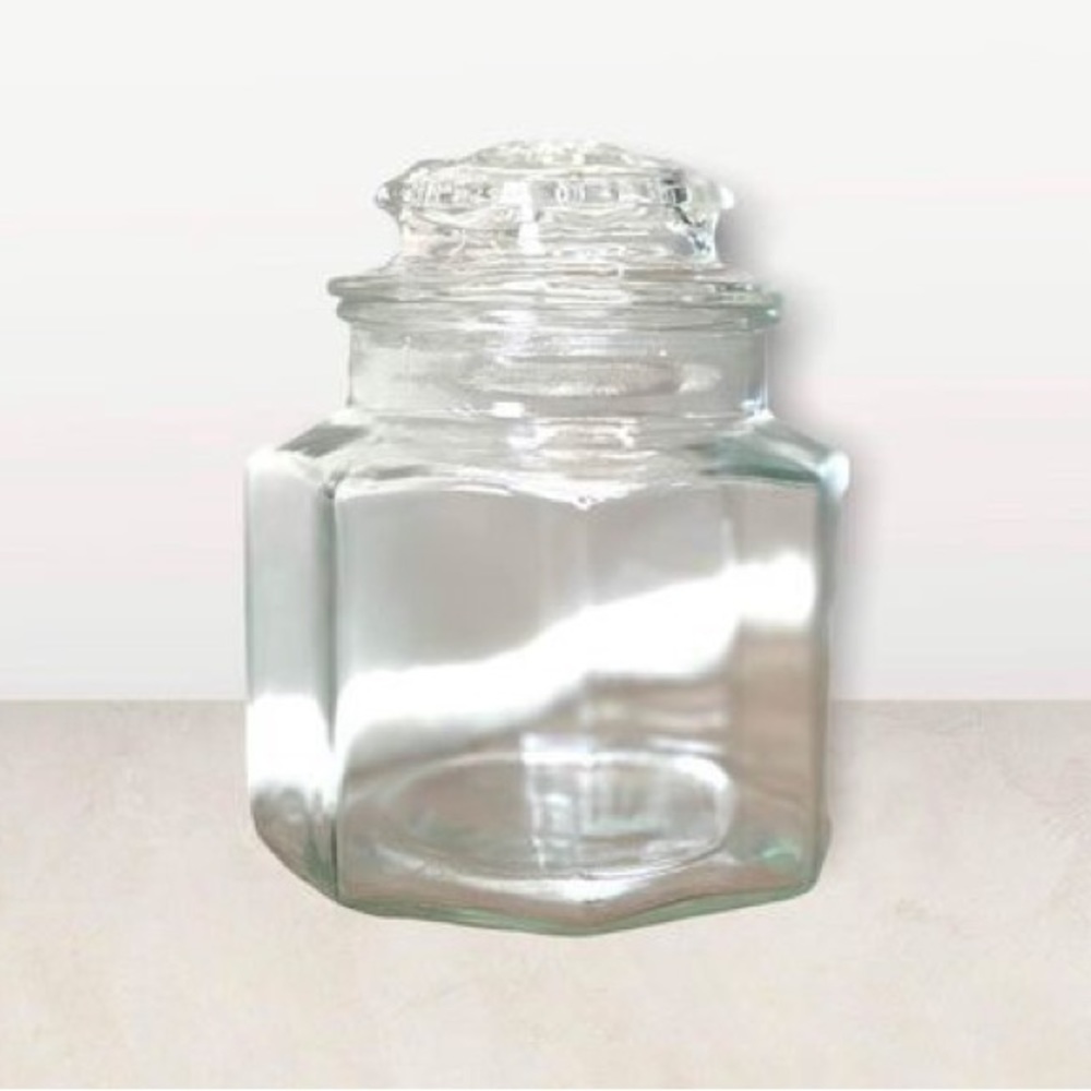 Octagonal Anchor Hocking Apothecary Glass Jar, jar, glass jar, vintage glass